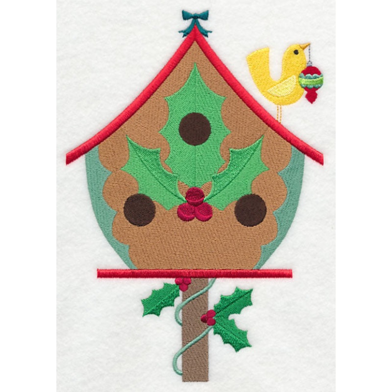 Cozy Christmas Birdhouse with Holly