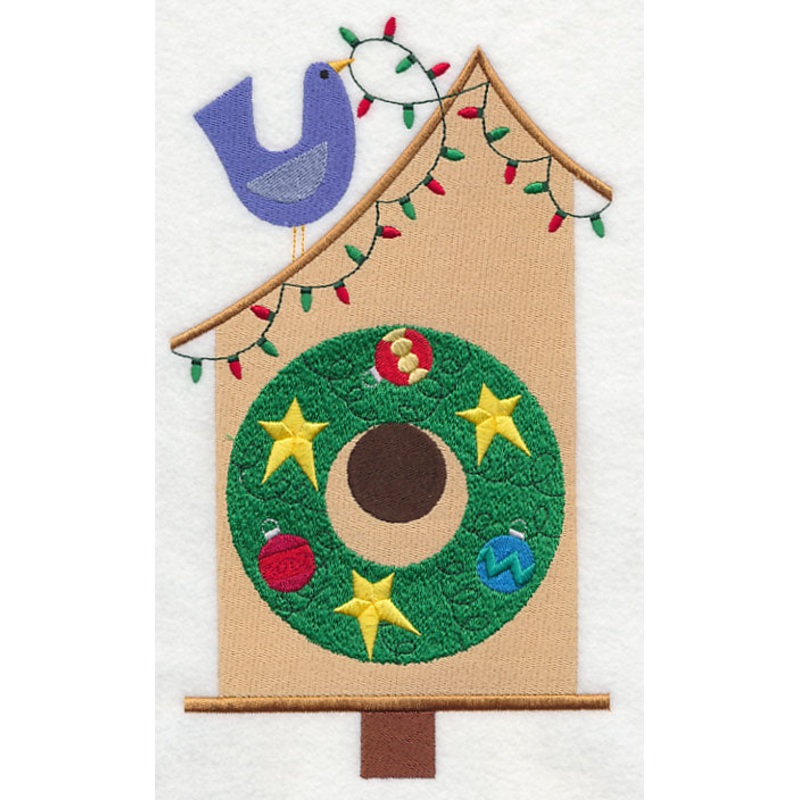 Cozy Christmas Birdhouse with Wreath