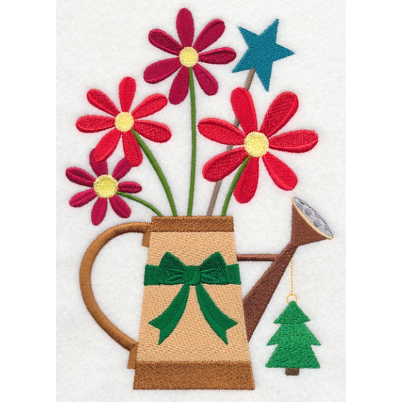 Cozy Christmas Watering Can with Tree