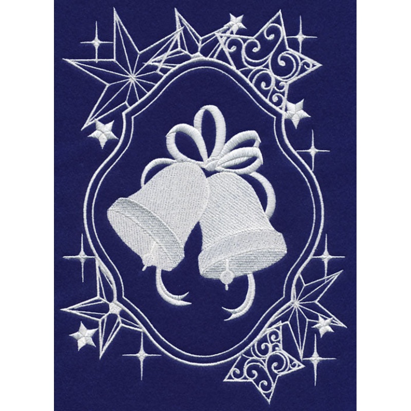 White Christmas Bells in Starry Frame