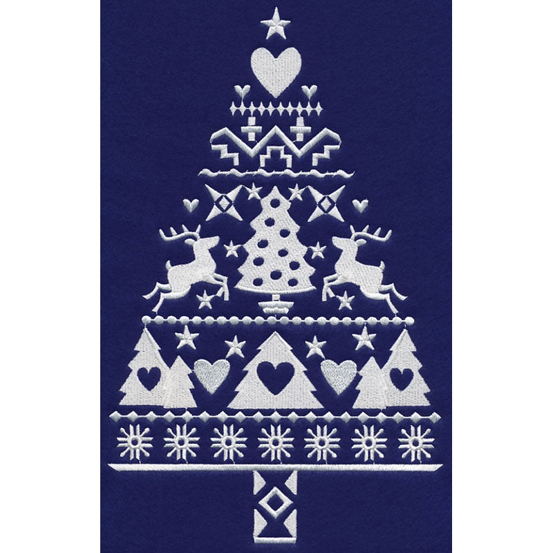 White Christmas Nordic Tree with Reindeer