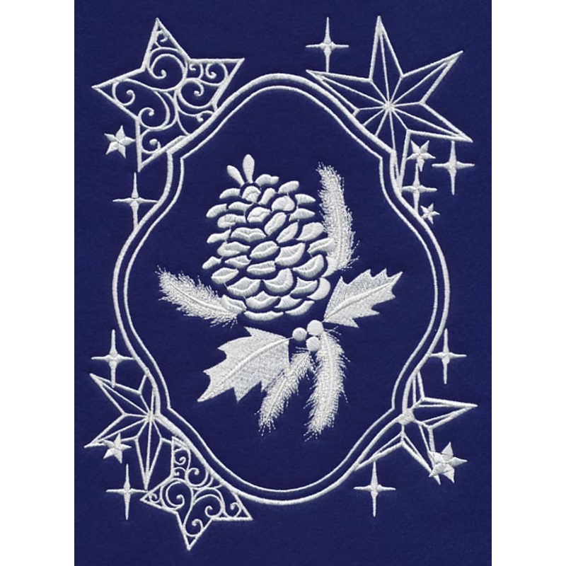 White Christmas Pinecone in Starry Frame