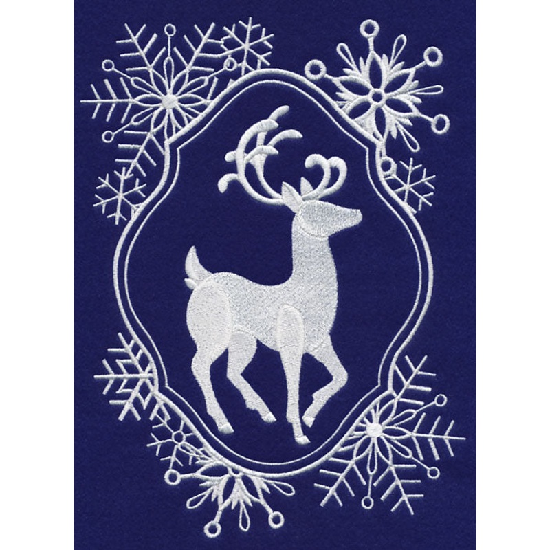 White Christmas Reindeer in Frosty Frame