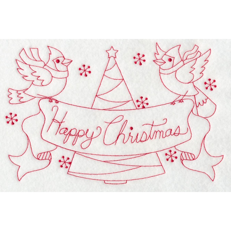 Cardinals Happy Christmas (Redwork)