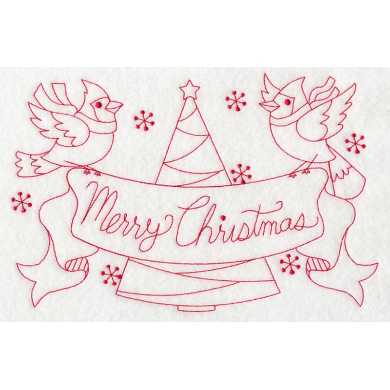 Cardinals Merry Christmas (Redwork)