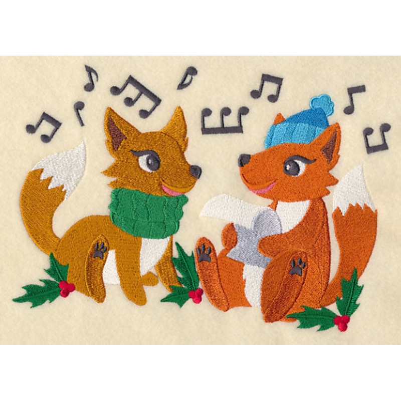Caroling Christmas Foxes|5.5″ x 7.83″ / 139.68mm x 198.82mm|4.82″ x 6.86″ / 122.38mm x 174.17mm|All Sizes