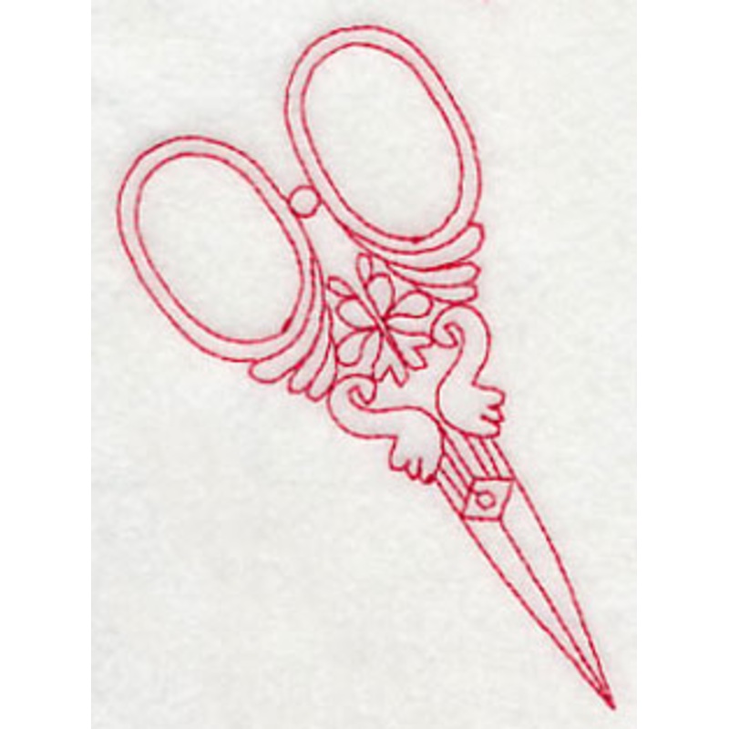 Antique Scissors 3 (Redwork)|4.14″ x 2.98″ / 105.07mm x 75.6mm|2.91″ x 2.09″ / 73.88mm x 53.14mm|All Sizes