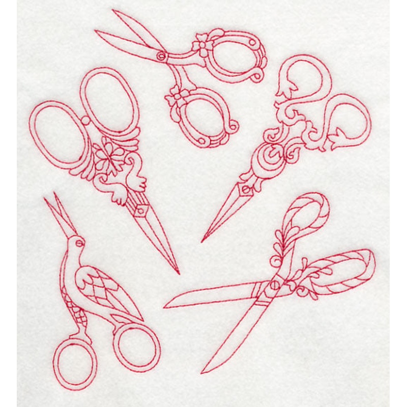 Antique Scissors Medley (Redwork)
