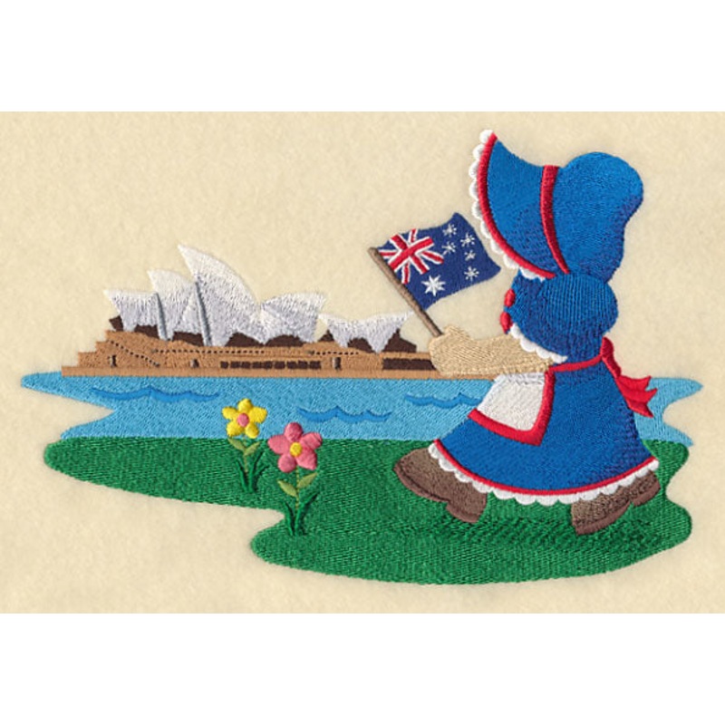 Australian Day Sunbonnet Sue|5.26″ x 7.79″ / 133.64mm x 197.89mm|4.64″ x 6.87″ / 117.76mm x 174.39mm|All Sizes