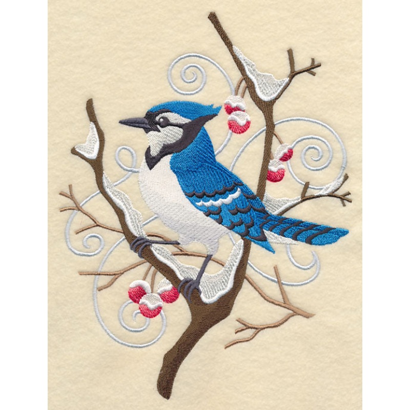 Blue Jay and Winter Branch Wedge