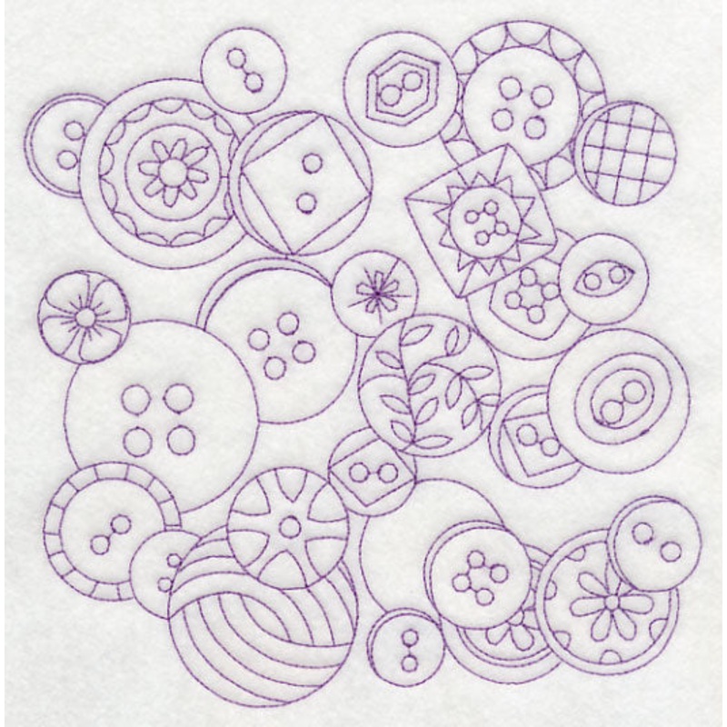 Button Medley (Redwork)|7.02″ x 6.9″ / 178.28mm x 175.21mm|5.95″ x 5.85″ / 151.17mm x 148.5mm|4.94″ x 4.85″ / 125.45mm x 123.23mm|All Sizes
