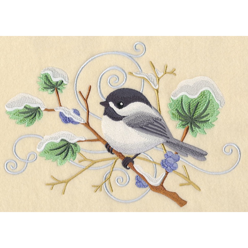 Chickadee and Winter Branch Spray