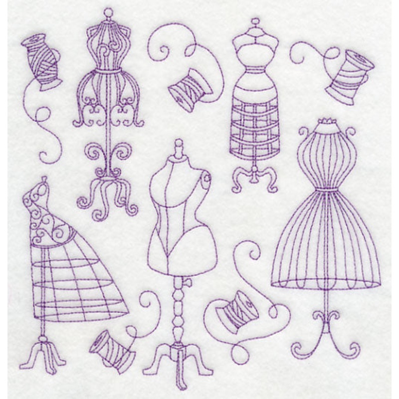 Dress Form Medley (Redwork)|7.27″ x 6.9″ / 184.63mm x 175.24mm|6.16″ x 5.85″ / 156.47mm x 148.53mm|5.1″ x 4.85″ / 129.62mm x 123.14mm|All Sizes