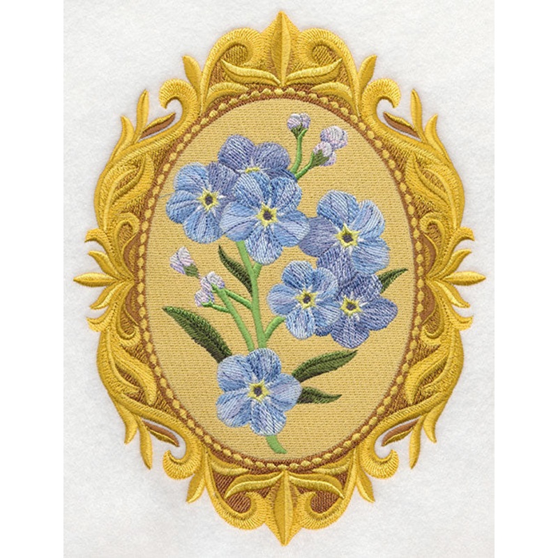 Forget-Me-Not Cameo|8.79″ x 6.89″ / 223.19mm x 175.13mm|7.45″ x 5.84″ / 189.13mm x 148.46mm|6.19″ x 4.86″ / 157.33mm x 123.57mm|All Sizes