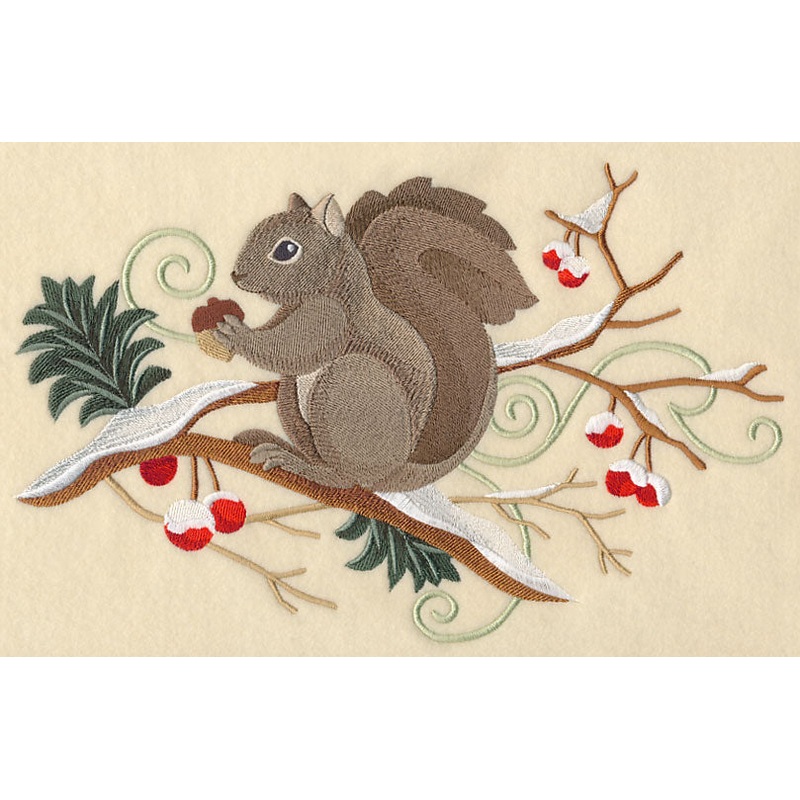 Squirrel and Winter Branch Spray