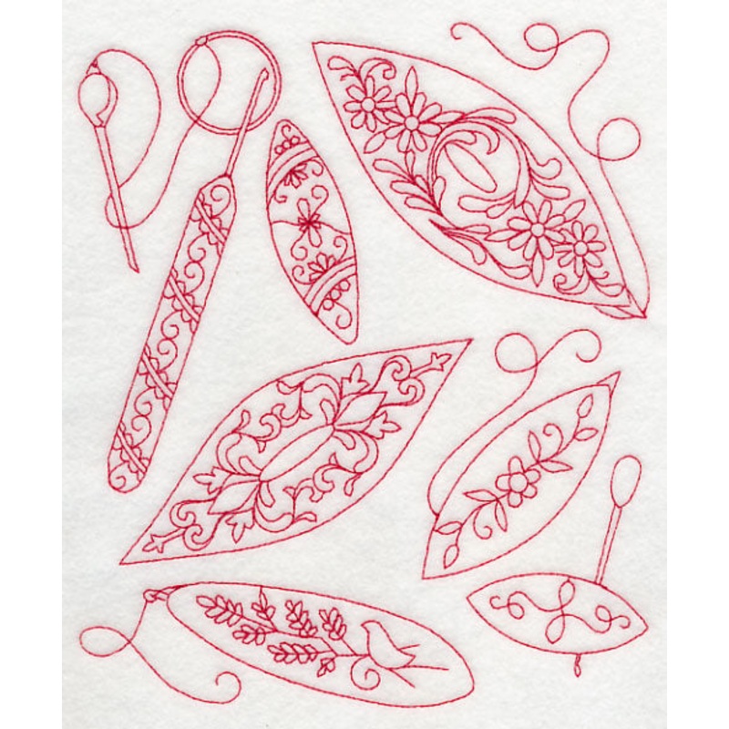 Tatting Shuttle Medley (Redwork)
