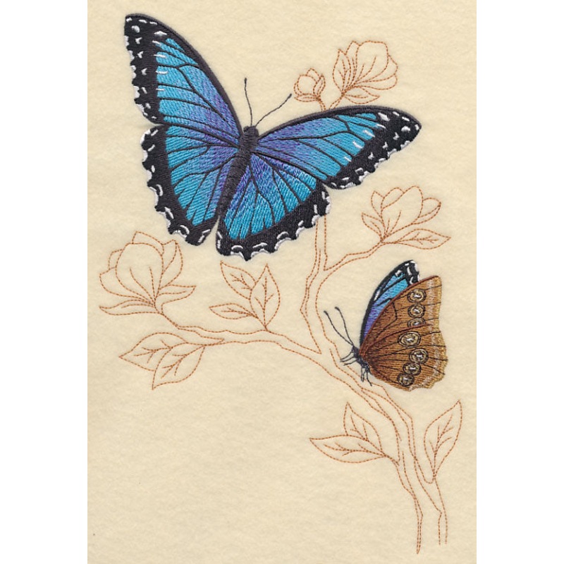 Blue Morpho with Delicate Branches