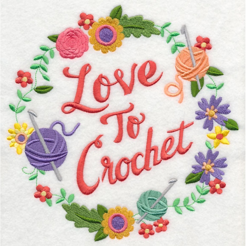 Love To Crochet Wreath|7.81″ x 7.72″ / 198.45mm x 196.11mm|6.99″ x 6.91″ / 177.59mm x 175.48mm|5.86″ x 5.79″ / 148.92mm x 147.13mm|4.85″ x 4.79″ / 123.18mm x 121.69mm|3.86″ x 3.82″ / 98.11mm x 96.9mm|All Sizes