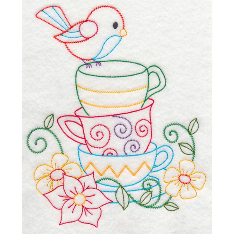 Stacked Cups with Perching Bird (Vintage)