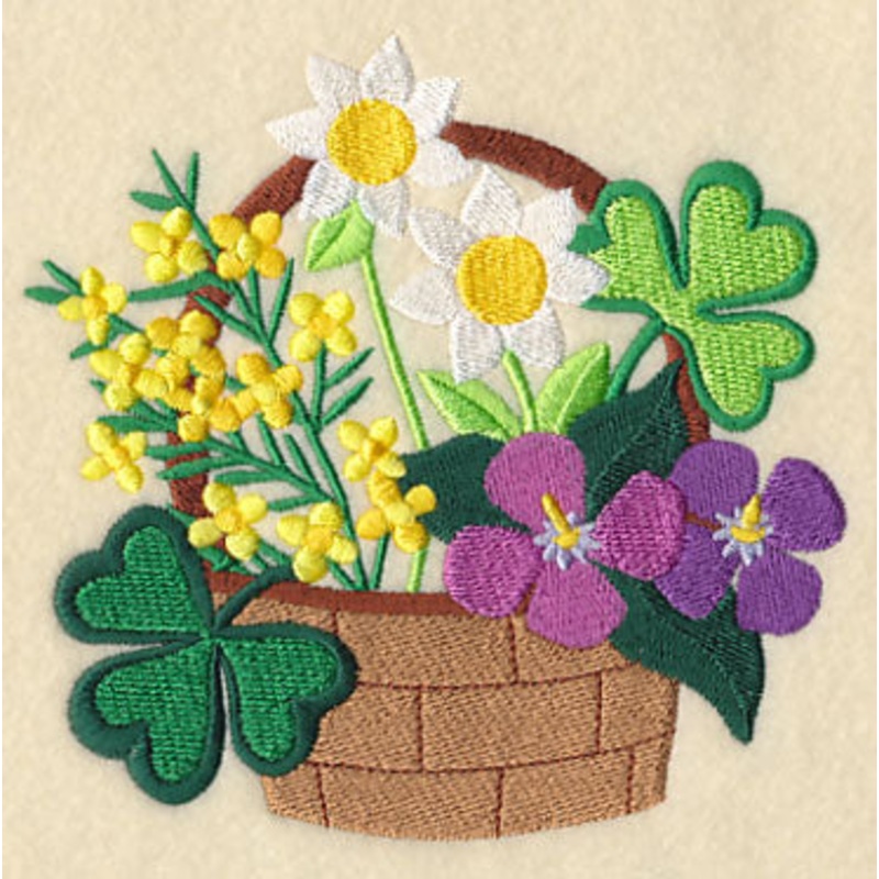 Lucky Blooms in Basket|4.81″ x 4.83″ / 122.17mm x 122.68mm|3.84″ x 3.86″ / 97.54mm x 98.04mm|All Sizes