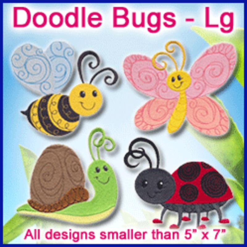 A Doodle Bugs Design Pack|6.84″ x 4.87″ / 173.74mm x 123.7mm|3.86″ x 3.86″ / 98.04mm x 98.04mm|All Sizes