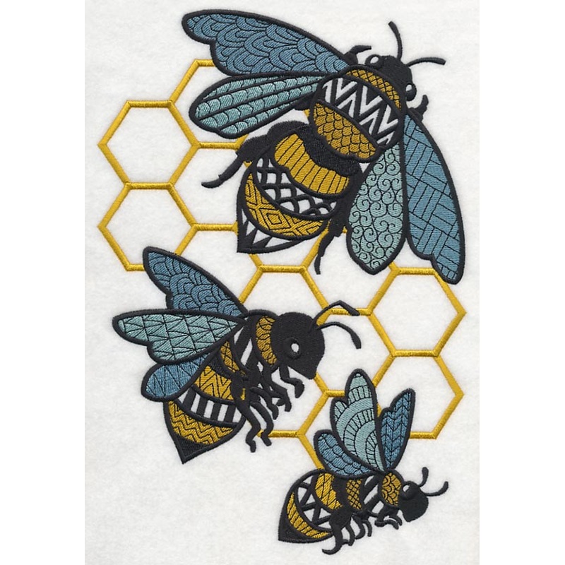 Busy Bees and Honeycomb (Blackwork)
