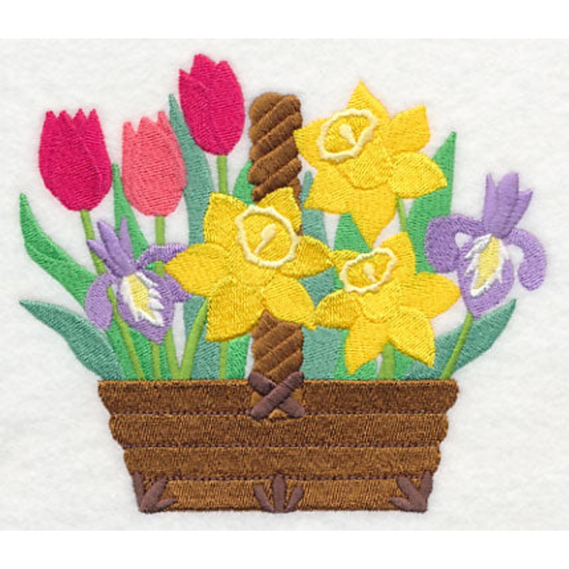 Spring Fling Flower Basket|4.85″ x 5.58″ / 123.19mm x 141.73mm|3.36″ x 3.86″ / 85.34mm x 98.04mm|All Sizes