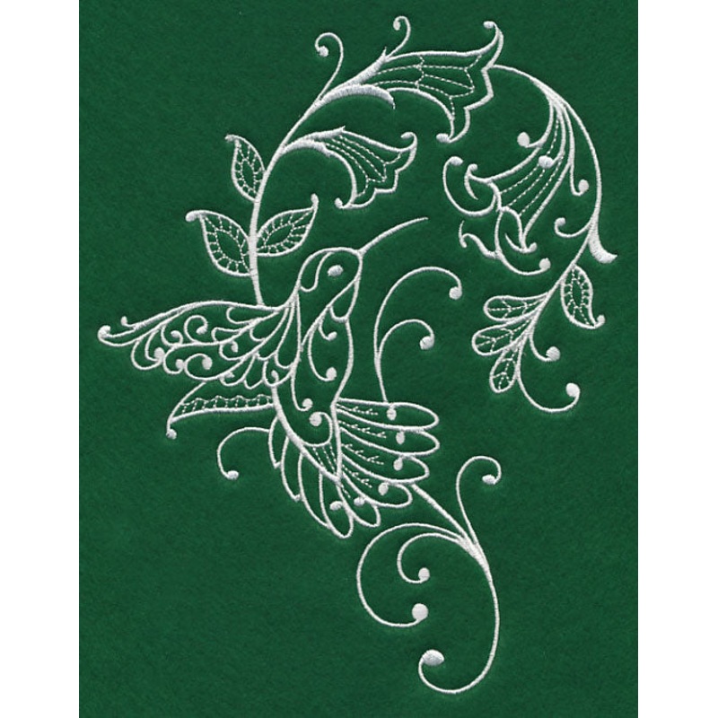 Spring Whitework Hummingbird|8.9″ x 6.85″ / 226.12mm x 173.97mm|7.63″ x 5.87″ / 193.78mm x 149.07mm|6.33″ x 4.87″ / 160.77mm x 123.65mm|All Sizes
