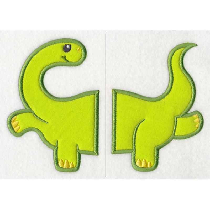 Spunky Dino (Split, Applique)|4.87″ x 3.32″ / 123.64mm x 84.4mm|3.91″ x 2.67″ / 99.2mm x 67.89mm|All Sizes