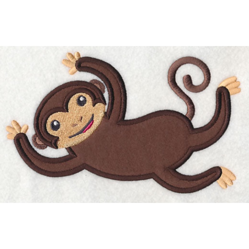 Spunky Monkey (Applique)|4.1″ x 6.85″ / 104.26mm x 174.08mm|2.51″ x 3.89″ / 63.83mm x 98.87mm|All Sizes