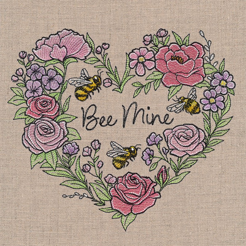 Bee Mine Buzzing Blossoms Heart