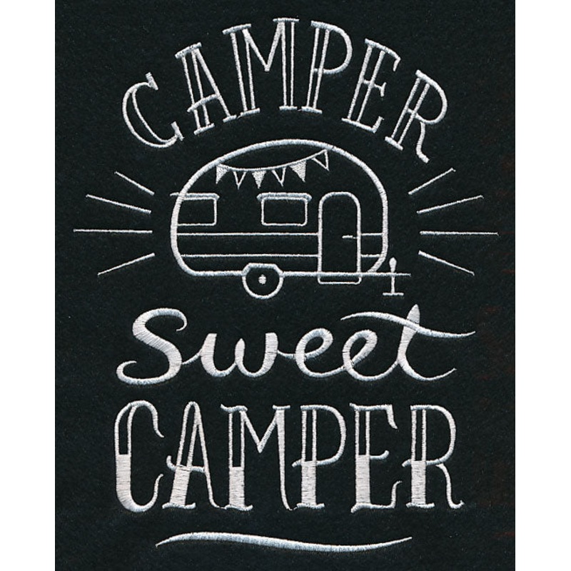 Camper Sweet Camper|8.61″ x 6.85″ / 218.79mm x 174.08mm|7.83″ x 6.23″ / 198.81mm x 158.18mm|7.36″ x 5.85″ / 186.86mm x 148.69mm|6.1″ x 4.85″ / 154.94mm x 123.29mm|3.85″ x 3.06″ / 97.73mm x 77.66mm|All Sizes