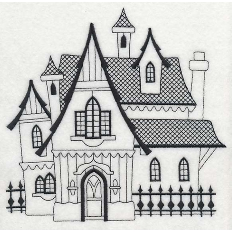 Storybook Gothic House (Blackwork)