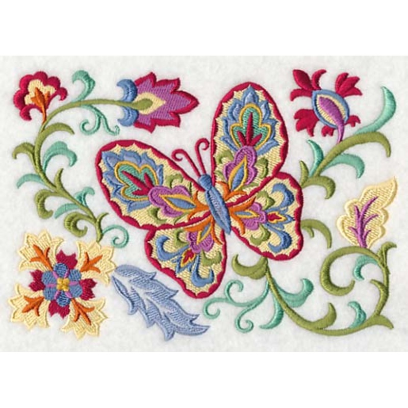 Suzani Butterfly with Flowers|4.86″ x 6.88″ / 123.44mm x 174.75mm