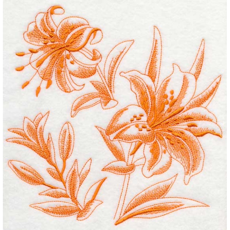 Tiger Lily Botanical (Toile)|7.74″ x 7.68″ / 196.52mm x 195.17mm|6.95″ x 6.9″ / 176.5mm x 175.26mm|5.85″ x 5.81″ / 148.67mm x 147.58mm|4.89″ x 4.85″ / 124.14mm x 123.19mm|3.82″ x 3.79″ / 97.13mm x 96.33mm|All Sizes