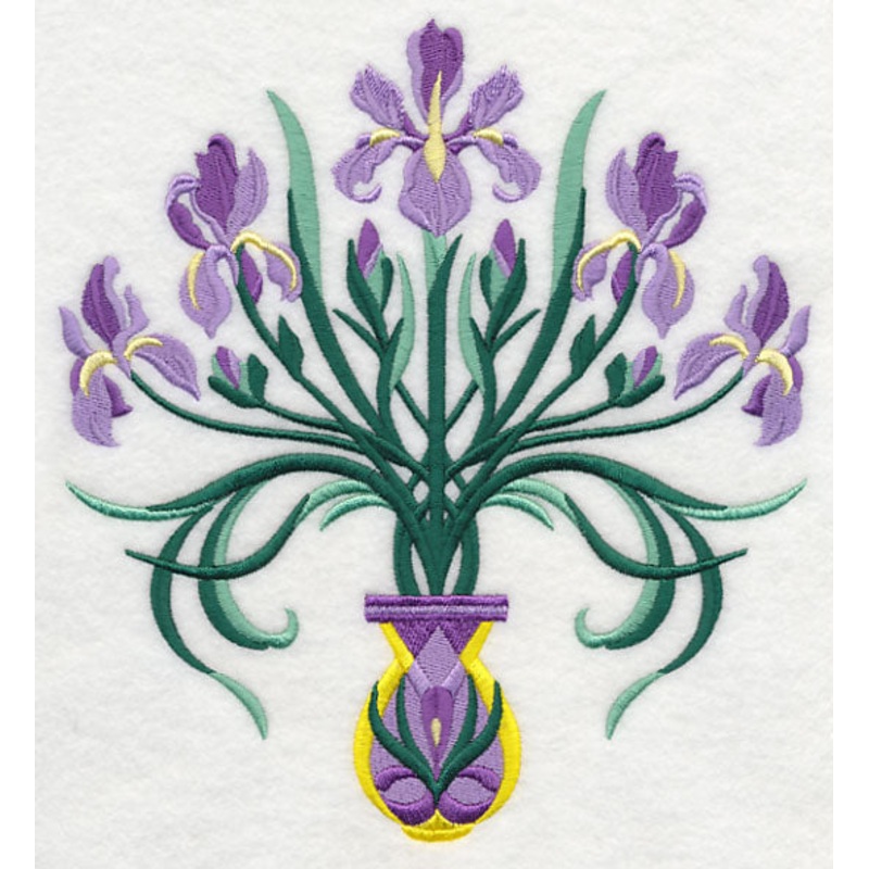 Art Deco Iris Bouquet|7.81″ x 7.25″ / 198.28mm x 184.11mm|7.01″ x 6.51″ / 178.16mm x 165.45mm|6.31″ x 5.86″ / 160.37mm x 148.93mm|5.24″ x 4.86″ / 133.03mm x 123.53mm|All Sizes