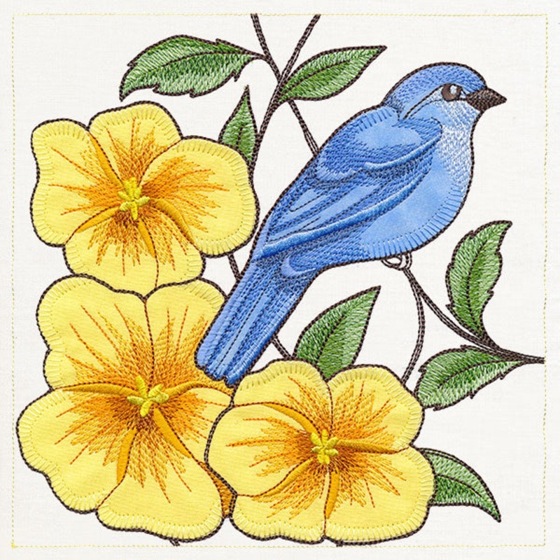 Birdwatching & Dreaming Panel – Bottom Left (Heirloom Applique)