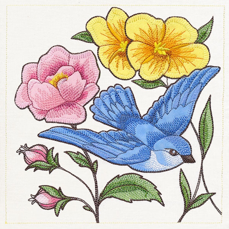 Birdwatching & Dreaming Panel – Top Left (Heirloom Applique)