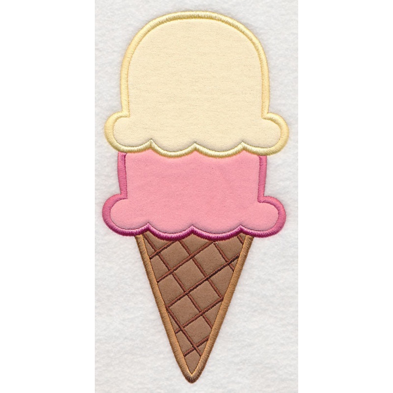 Double Scoop Cone (Applique)|9.41″ x 4.67″ / 239.01mm x 118.62mm|7.81″ x 3.88″ / 198.37mm x 98.55mm|6.88″ x 3.41″ / 174.75mm x 86.61mm|3.9″ x 1.97″ / 99.06mm x 50.04mm|All Sizes
