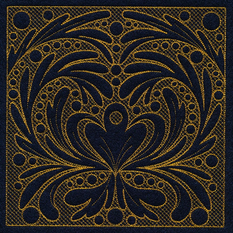 Feathers & Filigree Square 2 (Trapunto)