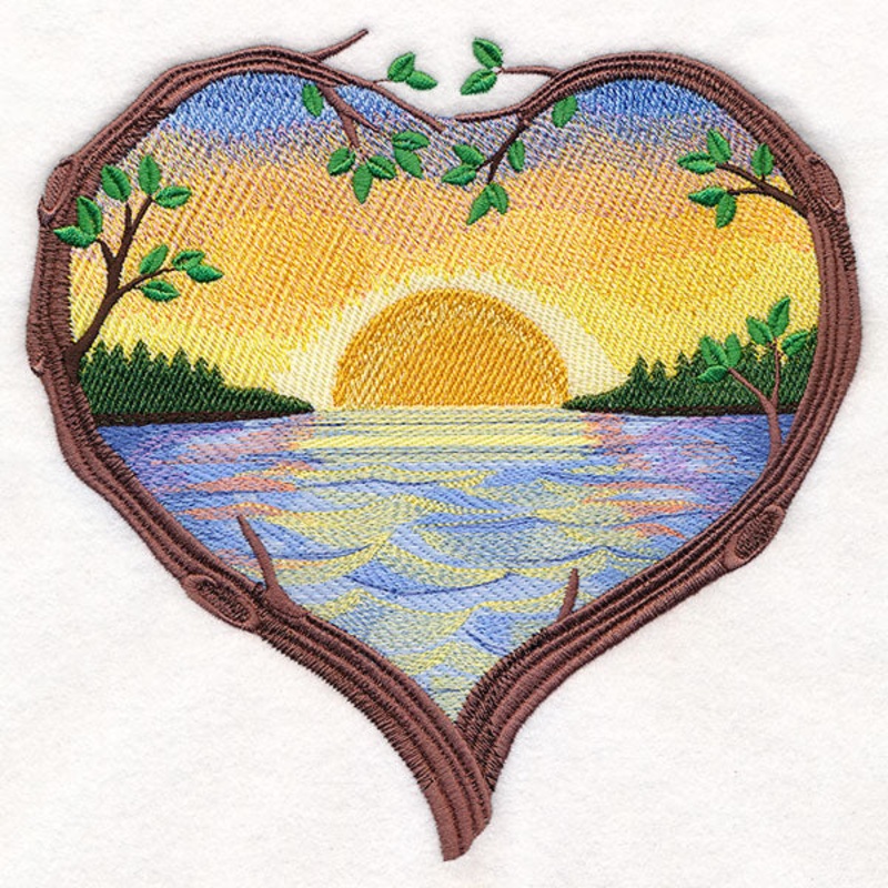 Sunset at the Lake Heart|7.65″ x 7.8″ / 194.31mm x 198.06mm|6.89″ x 7.02″ / 174.96mm x 178.35mm|5.85″ x 5.96″ / 148.49mm x 151.42mm|4.86″ x 4.95″ / 123.4mm x 125.84mm|All Sizes