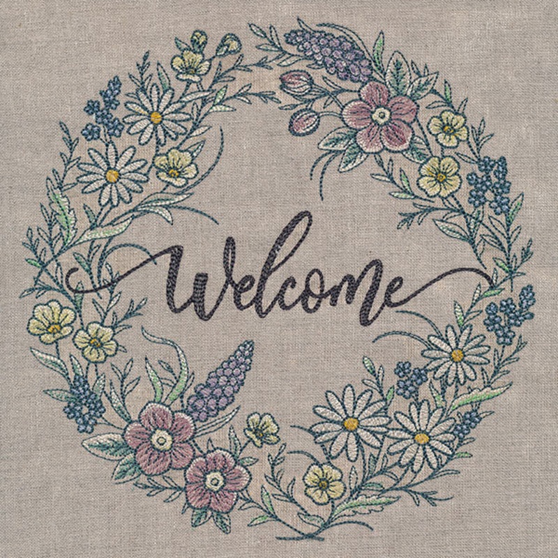 Welcome Spring Flowers Wreath|11.01″ x 10.85″ / 279.66mm x 275.59mm|7.8″ x 7.69″ / 198.12mm x 195.24mm|6.95″ x 6.85″ / 176.56mm x 173.99mm|5.94″ x 5.85″ / 150.78mm x 148.59mm|All Sizes