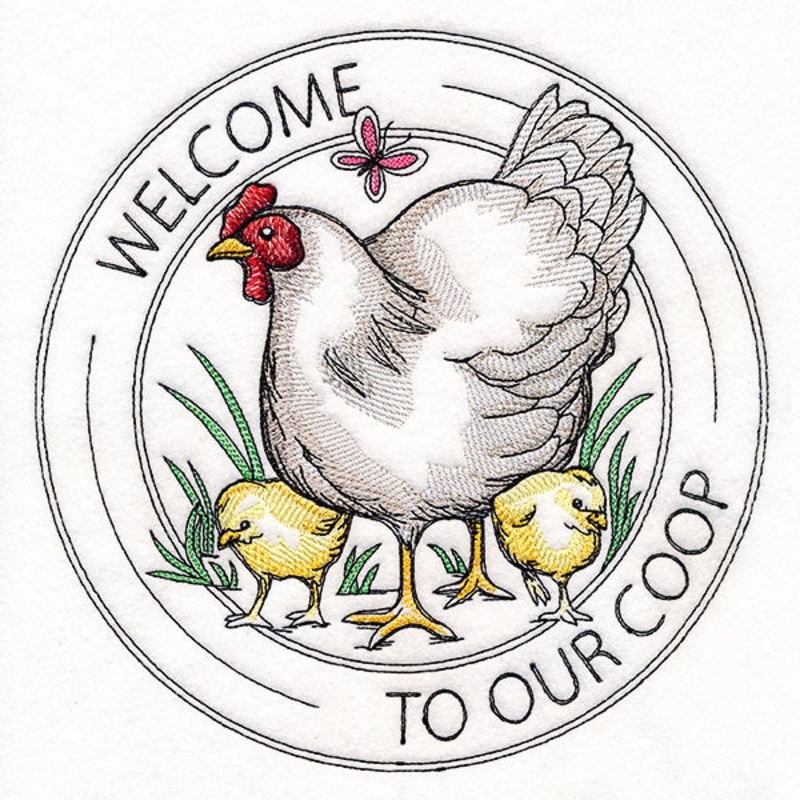 Welcome to Our Coop Stamp|7.8″ x 7.8″ / 198.09mm x 198.05mm|6.85″ x 6.85″ / 173.95mm x 173.92mm|5.84″ x 5.84″ / 148.31mm x 148.27mm|4.85″ x 4.85″ / 123.18mm x 123.14mm|All Sizes