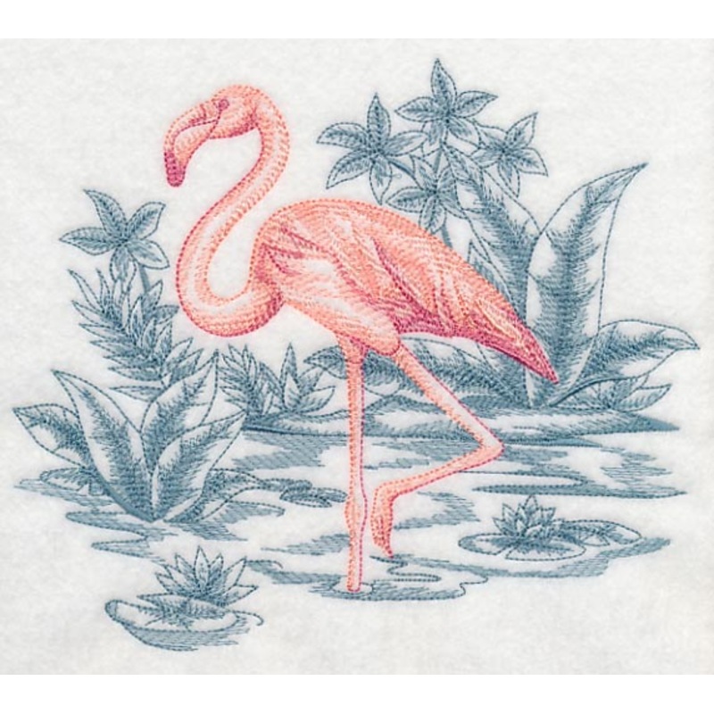 Flamingo Scene (Toile)|6.73″ x 7.78″ / 170.83mm x 197.61mm|5.85″ x 6.77″ / 148.57mm x 171.83mm|4.85″ x 5.61″ / 123.18mm x 142.46mm|All Sizes