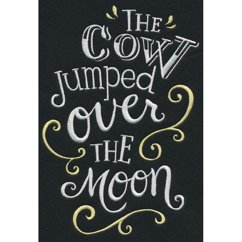 The Cow Jumped Over the Moon|10.05″ x 6.85″ / 255.24mm x 173.97mm|8.61″ x 5.87″ / 218.64mm x 149.07mm|7.81″ x 5.32″ / 198.33mm x 135.25mm|6.85″ x 4.67″ / 173.94mm x 118.67mm|3.87″ x 2.65″ / 98.23mm x 67.22mm|All Sizes