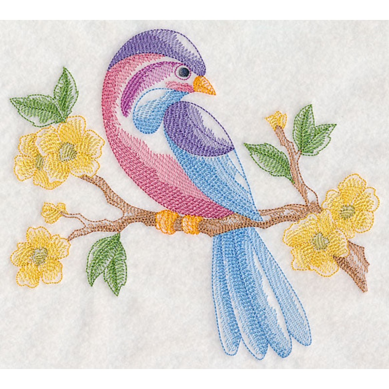 Bird in Forest Flowers (Toile)