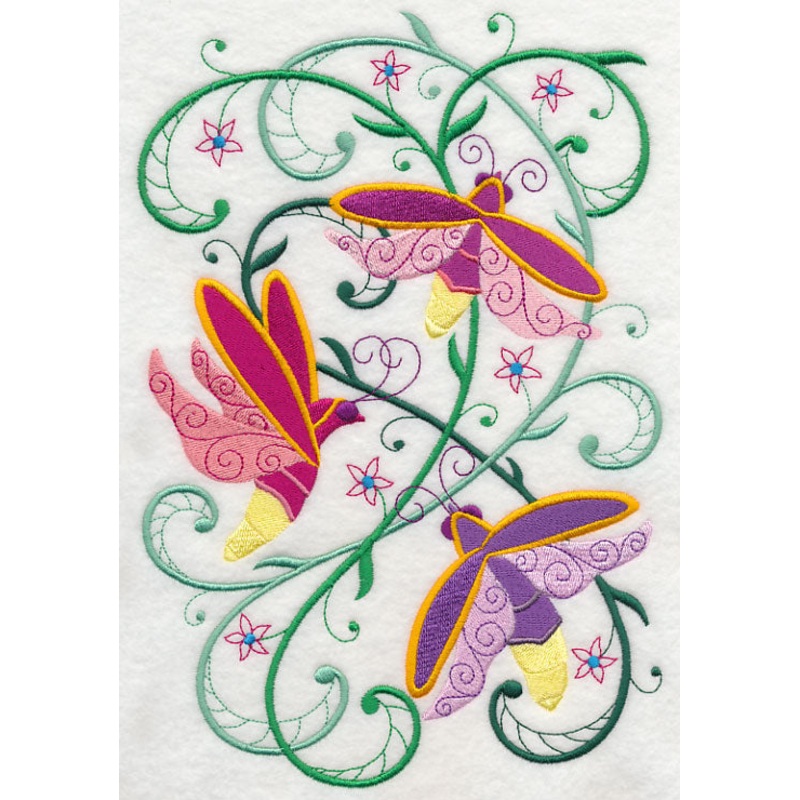 Firefly Frenzy|10.07″ x 6.85″ / 255.82mm x 173.93mm|8.63″ x 5.87″ / 219.16mm x 149.04mm|7.81″ x 5.31″ / 198.43mm x 134.96mm|6.85″ x 4.66″ / 174.1mm x 118.43mm|All Sizes