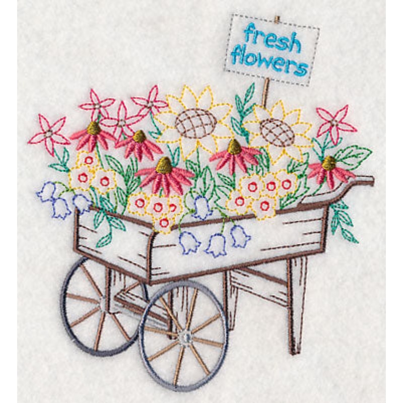 Flower Cart with Coneflowers|5.31″ x 4.86″ / 134.87mm x 123.37mm|3.86″ x 3.53″ / 98.11mm x 89.62mm|All Sizes
