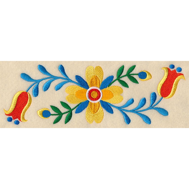 Folk Art Bird in Flowers Border