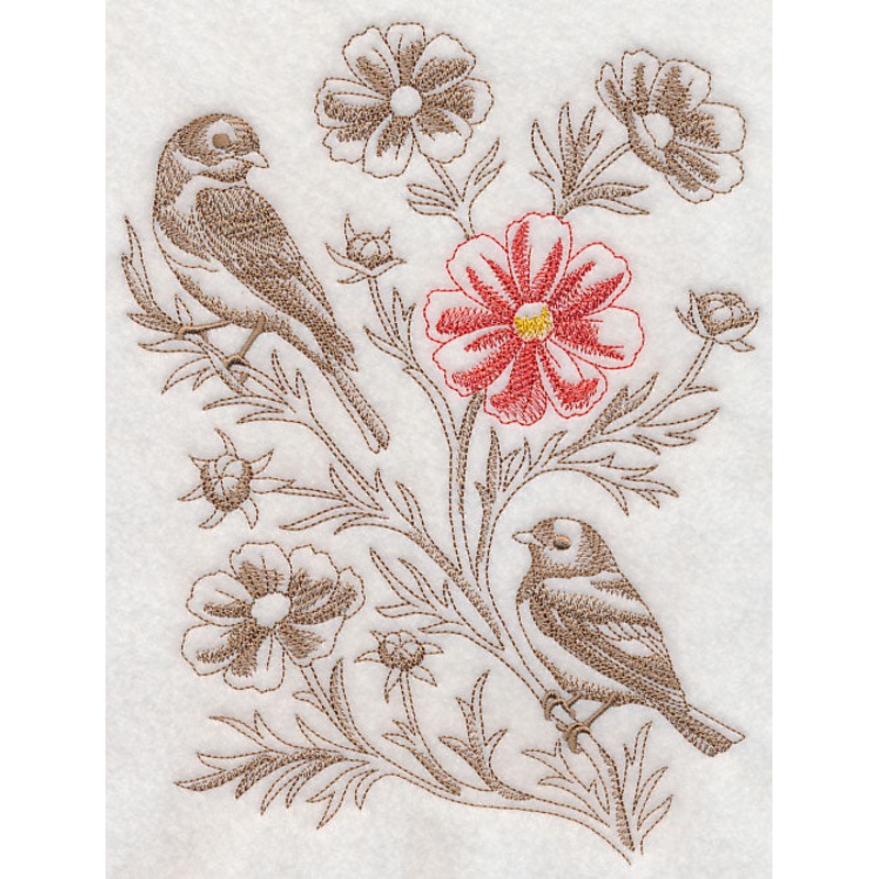 Cosmos and Eastern Bluebird (Toile)